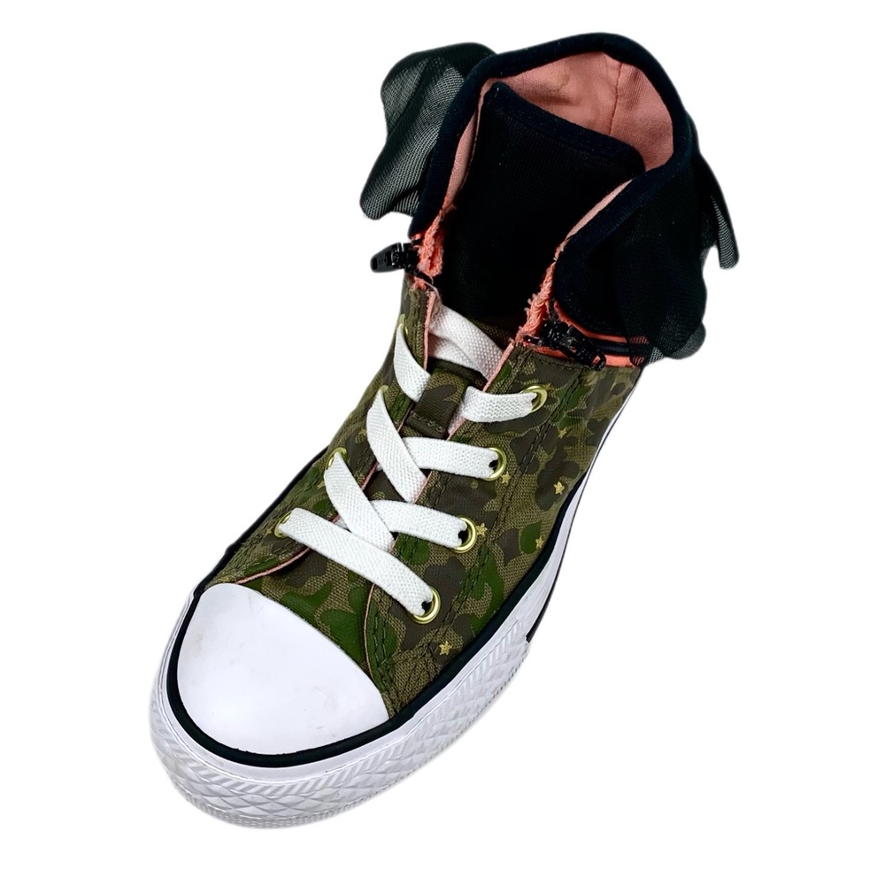 Converse Girls Ruffled Camo High Top Sneakers Size 1